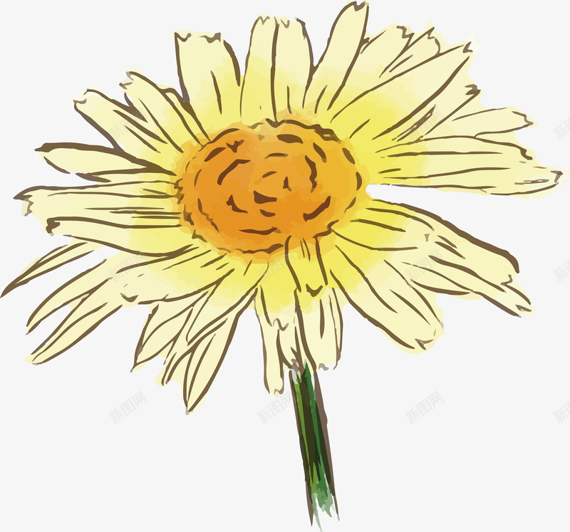 手绘金色菊花矢量图ai免抠素材_新图网 https://ixintu.com 卡通 水彩 菊花 菊花设计 金色 金色花朵 矢量图
