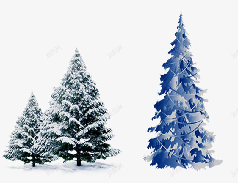 带雪的松树png免抠素材_新图网 https://ixintu.com 卡通松树 圣诞树 带雪的树 松树 树