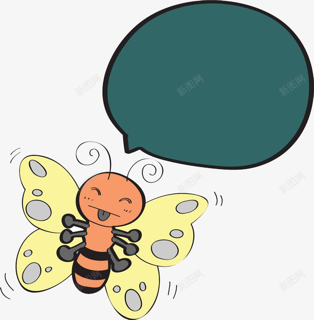 调皮的蝴蝶png免抠素材_新图网 https://ixintu.com 卡通手绘 可爱画风 气泡框 简笔画 简笔蝴蝶 调皮表情