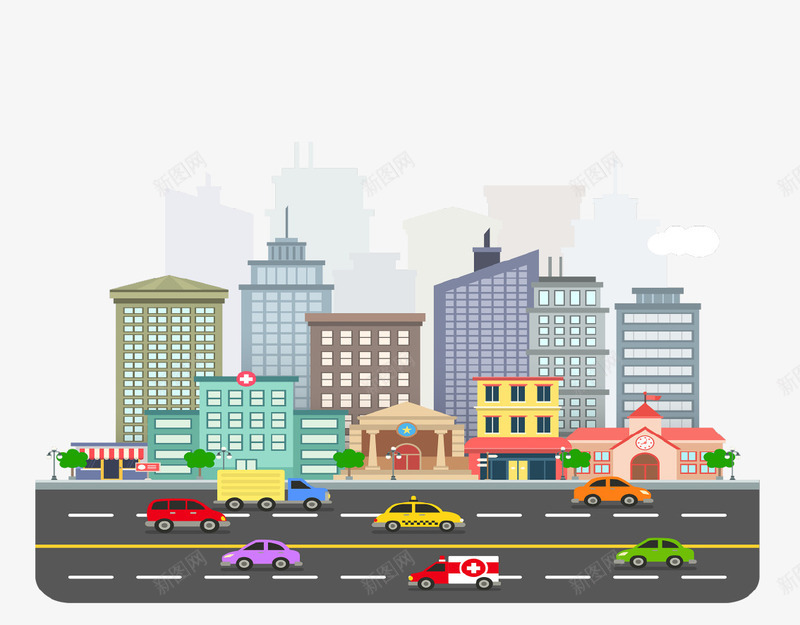 卡通安全教育日城市插画png免抠素材_新图网 https://ixintu.com 卡通 城市 安全教育日 插画 教育 汽车 海报 街道