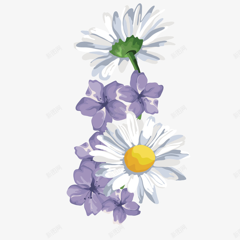花丛紫花矢量图eps免抠素材_新图网 https://ixintu.com 一堆花 图案 紫花 花丛 花朵 矢量图