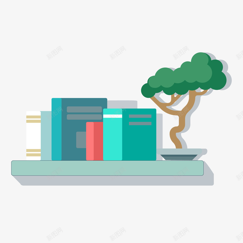 卡通墙上置物架上的物品矢量图ai免抠素材_新图网 https://ixintu.com 书籍 卡通 墙上置物架 文件 植物 盆栽 置物 矢量图
