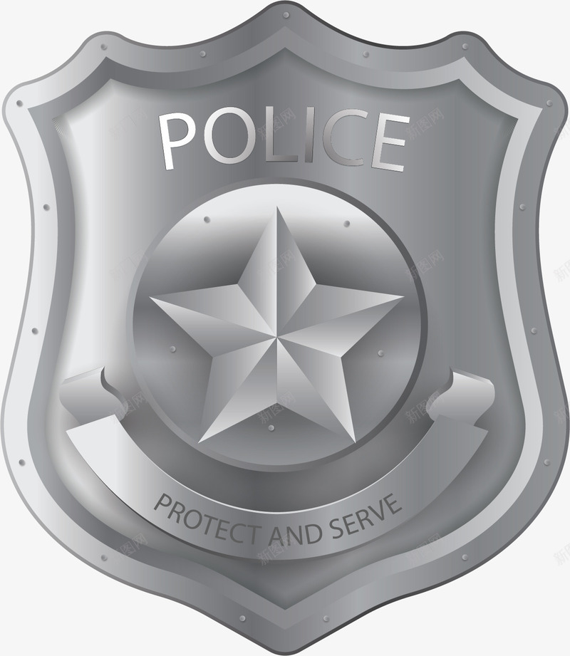 银灰色警察标志徽章矢量图ai免抠素材_新图网 https://ixintu.com 徽章 矢量png 矢量图 警察 警察工作证 警察徽章 警察臂章 银色徽章