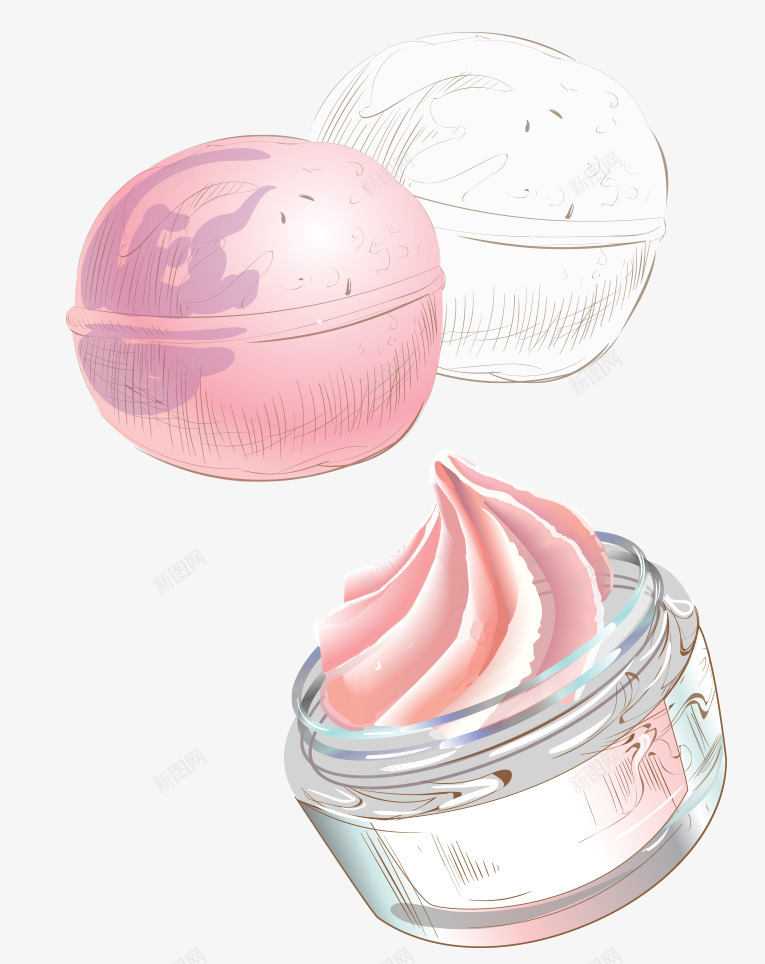 卡通化妆品png免抠素材_新图网 https://ixintu.com 保护皮肤 化妆品 女性用品 护理 护肤品 皮肤护理 面霜
