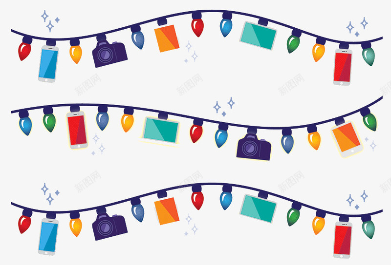 彩灯图案png免抠素材_新图网 https://ixintu.com 小灯泡 彩色 挂灯 装饰图