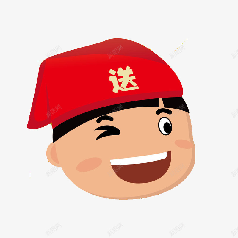 眨眼睛的店小二png免抠素材_新图网 https://ixintu.com PNG图片 店小二 红帽子 调皮