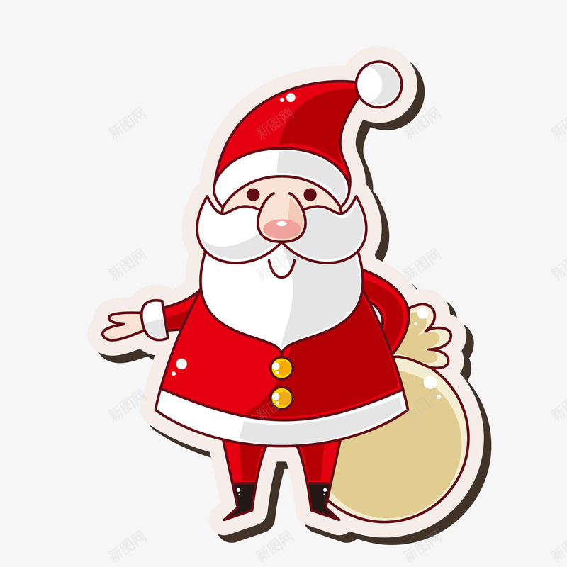 卡通圣诞老人贴纸矢量图ai免抠素材_新图网 https://ixintu.com 卡通 圣诞老人 红色 节日人物 贴纸设计 矢量图