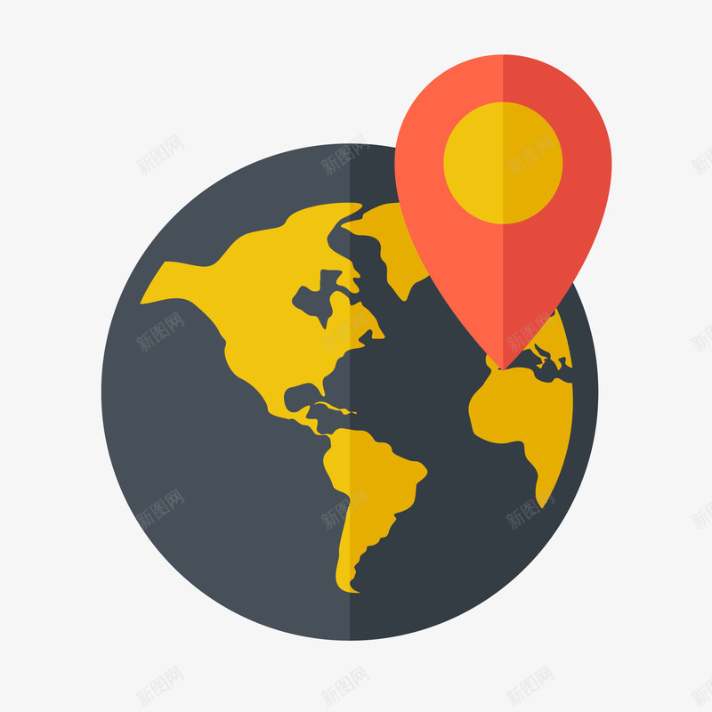 地球上的地标矢量图ai免抠素材_新图网 https://ixintu.com 卡通 地区 地标 地球 定位 导航 扁平化 矢量图