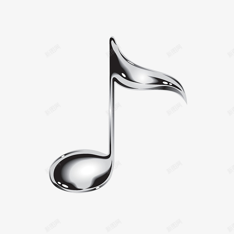银色音符png免抠素材_新图网 https://ixintu.com 亮面 光滑 立体 银色 音符