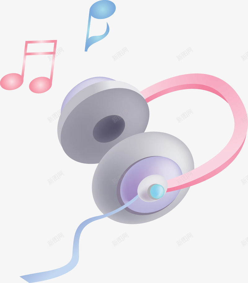 手绘卡通耳机音符装饰png免抠素材_新图网 https://ixintu.com 卡通 耳机 装饰 音符