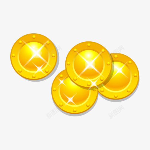 几枚金币png免抠素材_新图网 https://ixintu.com PPT元素 素材 金币 闪光