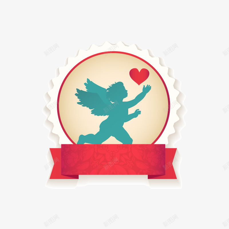 丘比特卡片png免抠素材_新图网 https://ixintu.com 丘比特 丝带 卡片 天使 爱心