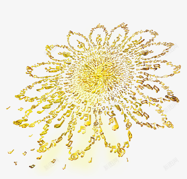 金色音符花朵psd免抠素材_新图网 https://ixintu.com 花卉 金色花朵 音符