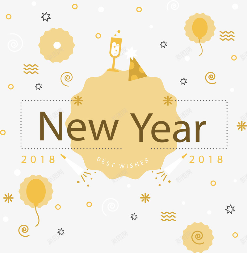 新年派对花纹png免抠素材_新图网 https://ixintu.com 2018年新年 2018新年 新年 新年派对 新年花纹 矢量png