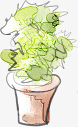 手绘绿色春日盆栽植物png免抠素材_新图网 https://ixintu.com 春日 植物 盆栽 绿色