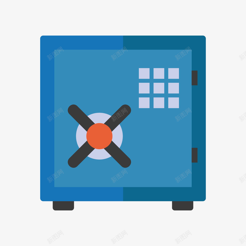 蓝色保险箱png免抠素材_新图网 https://ixintu.com 光泽 圆角 安全 扁平化 按钮 旋转 蓝色 质感
