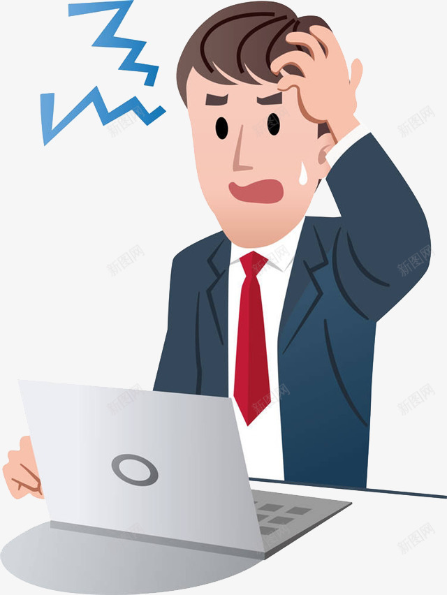 焦虑的操作着电脑png免抠素材_新图网 https://ixintu.com 卡通手绘 压力插图 商务人士 工作压力 揪心 焦虑卡通人物 焦虑症 电子科技 矢量男士压力大 装饰 辛苦