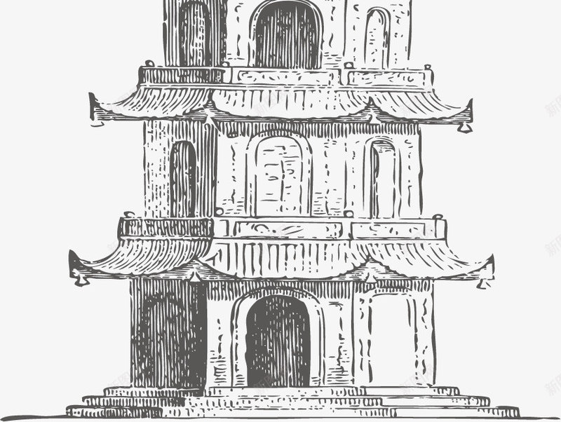 手绘古风纪念塔png免抠素材_新图网 https://ixintu.com 中国风 古风 宝塔 宝塔镇河妖 矢量素材 纪念塔