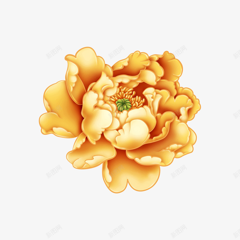 中国风金边牡丹png免抠素材_新图网 https://ixintu.com 中国风 国画 工笔画 牡丹 花朵 金边牡丹