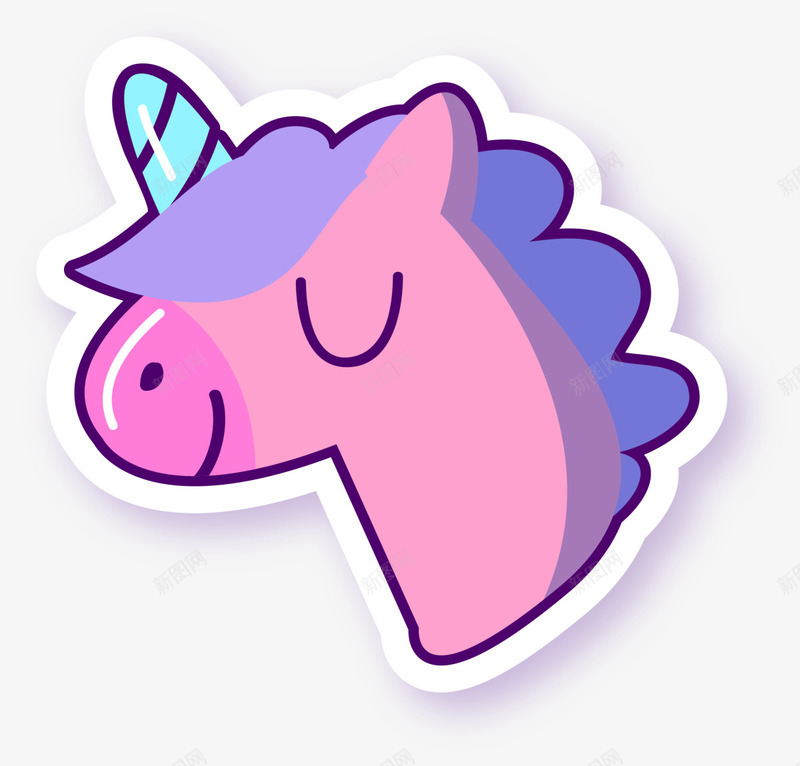 粉色扁平可爱独角兽png免抠素材_新图网 https://ixintu.com 儿童玩具 动物贴纸 小马 游戏 独角兽 玩耍 童年 童趣