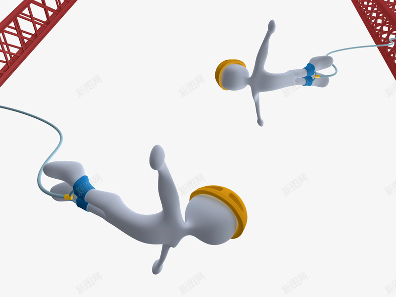 蹦极的小白人png免抠素材_新图网 https://ixintu.com 休闲娱乐 建筑器材 施工帽 极限运动 笨猪跳 蹦极
