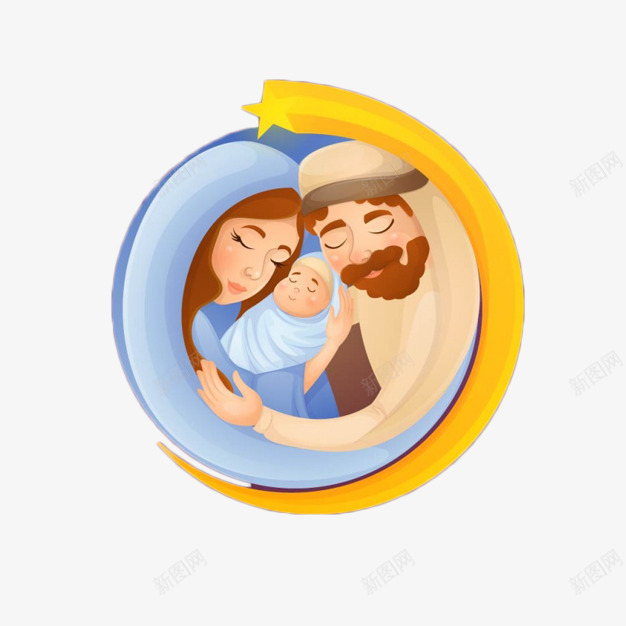 温馨的一家三口卡通装饰元素png免抠素材_新图网 https://ixintu.com 卡通 家人 母婴 温馨 装饰