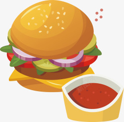 汉堡卡通手绘食品矢量图素材