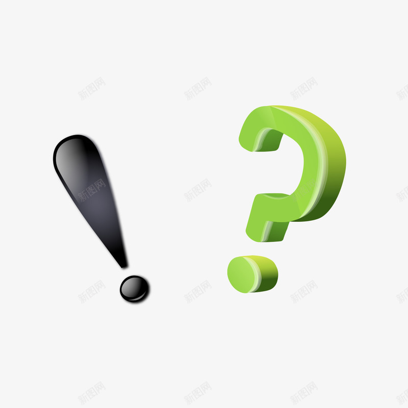 感叹号和绿色问号png免抠素材_新图网 https://ixintu.com 感叹号 感叹号和绿色问号 绿色 绿色问号 问号