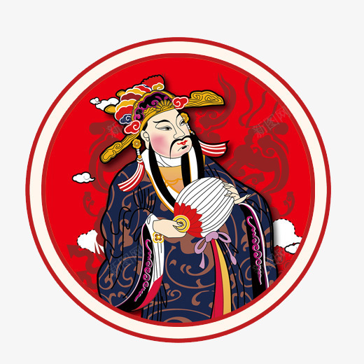 红色圆形传统财神卡通插画psd免抠素材_新图网 https://ixintu.com 卡通插画 吉祥 圆形 如意 红色 花纹 装饰 财神