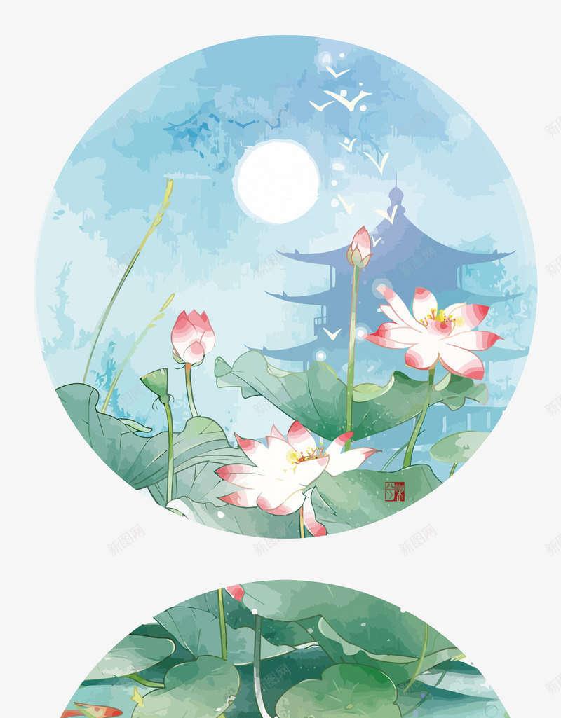 中国风水墨画png免抠素材_新图网 https://ixintu.com PNG免费下载 PNG图片 中国风 水墨PNG 水墨画 池塘 荷花