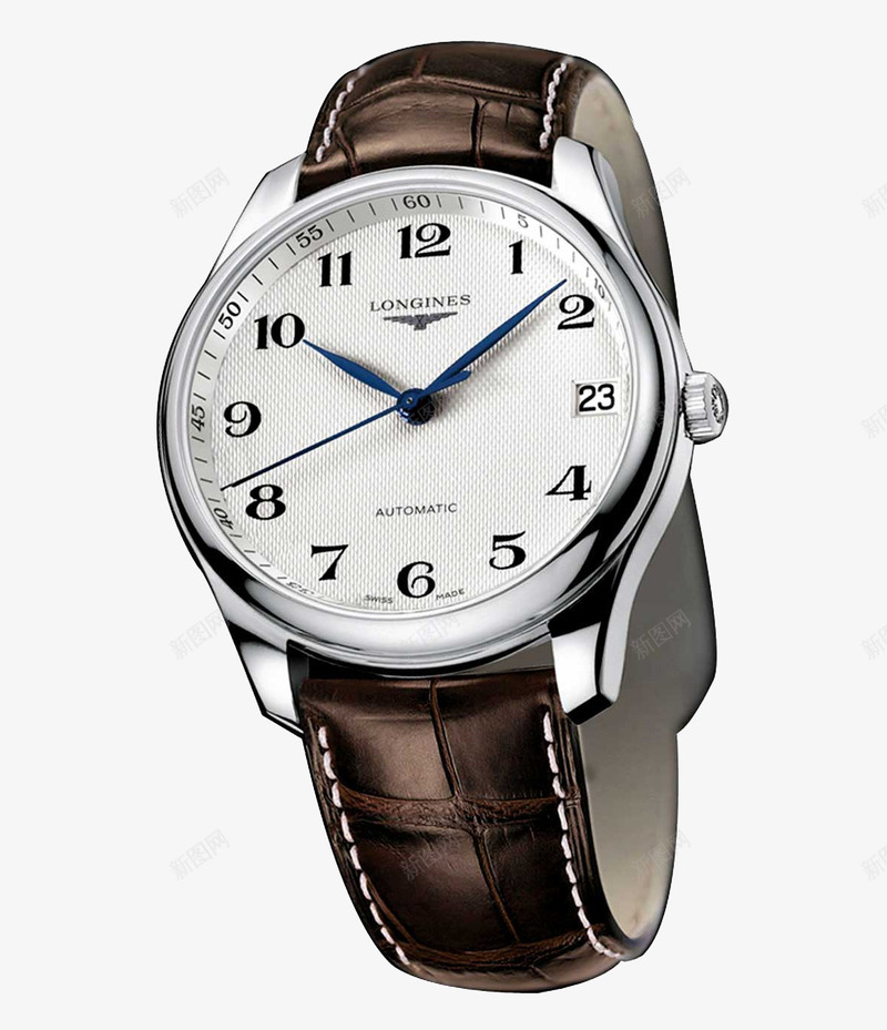 棕色牛皮浪琴男士机械腕表手表png免抠素材_新图网 https://ixintu.com LONGINES 产品实物 手表 机械表 棕色 浪琴 男表 腕表