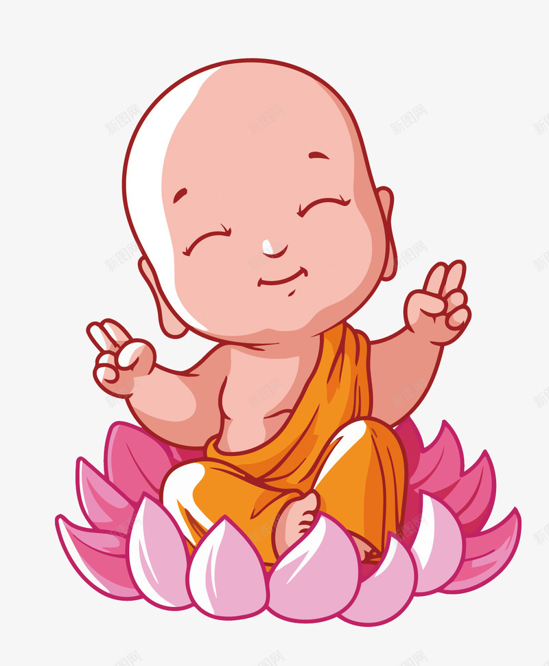 莲花座上的小和尚矢量图eps免抠素材_新图网 https://ixintu.com 佛 卡通 古代 和尚 和尚PNG矢量图 和尚免扣PNG图 微笑的佛 手绘 矢量和尚 矢量图 莲花座