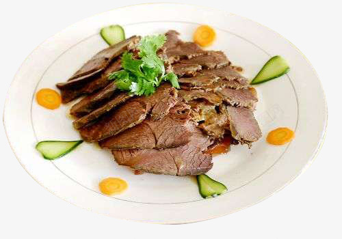 卤汁鹿肉png免抠素材_新图网 https://ixintu.com 免费PNG 免费PNG下载 卤汁鹿肉 摆盘 美食 胡萝卜 黄瓜