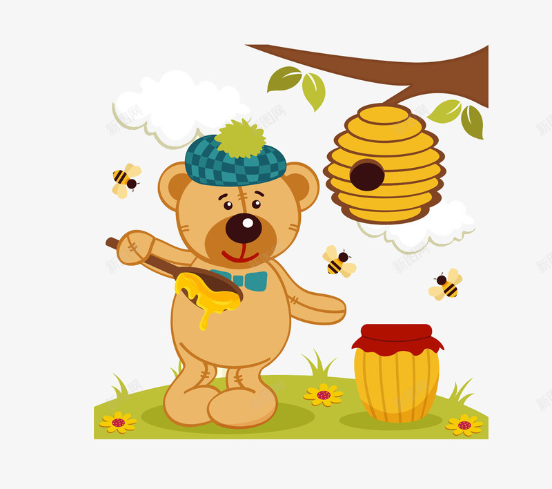 美味好吃的蜂蜜png免抠素材_新图网 https://ixintu.com 卡通 好吃表情 手绘 熊 美味 蜂窝 黄色