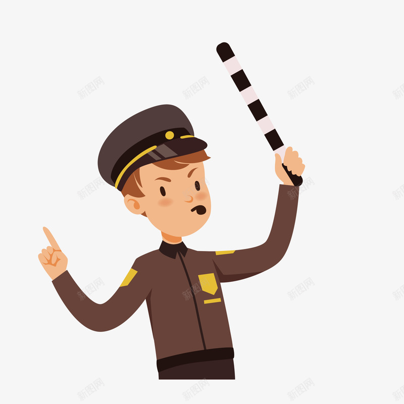 卡通交警png免抠素材_新图网 https://ixintu.com 交警 卡通 口哨 吹口哨 帽子 指示 服饰 警棍