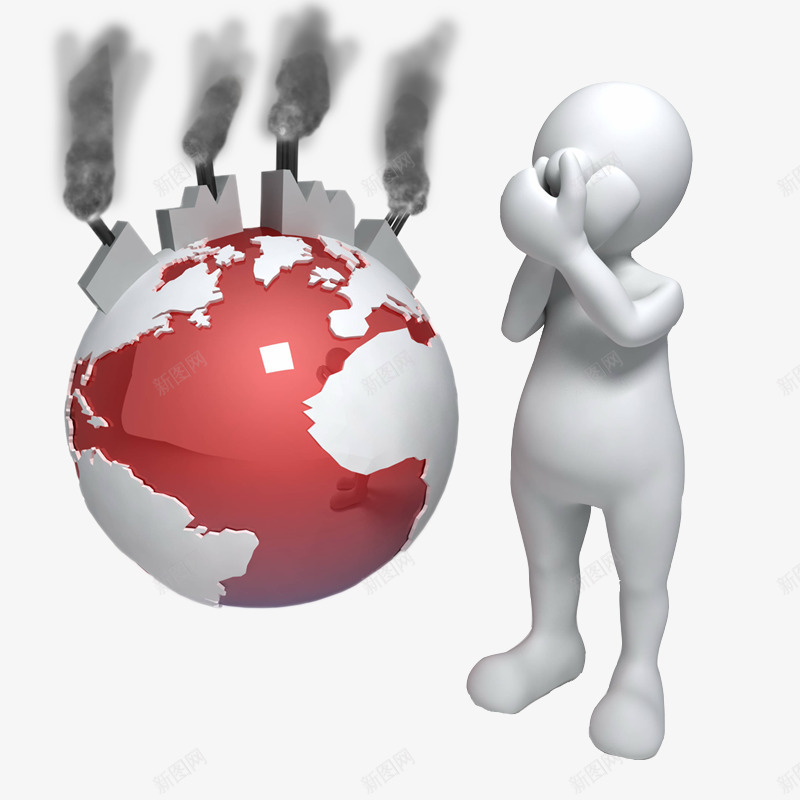 3D小人png免抠素材_新图网 https://ixintu.com 3D 3D小人 励志 团队 地球 环保 电子商务 白色小人 被污染的小人