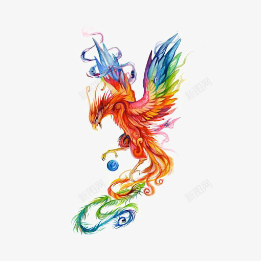 水彩凤凰png免抠素材_新图网 https://ixintu.com 中国风 凤凰免扣PNG 凤凰插画 凤凰装饰 彩色凤凰 水墨凤凰