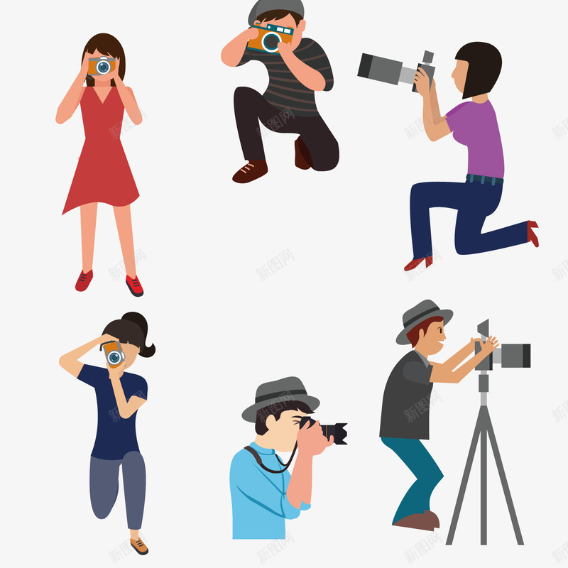 摄影中的不同形态矢量图ai免抠素材_新图网 https://ixintu.com 人物 帽子 形态 摄影 照相机 矢量图