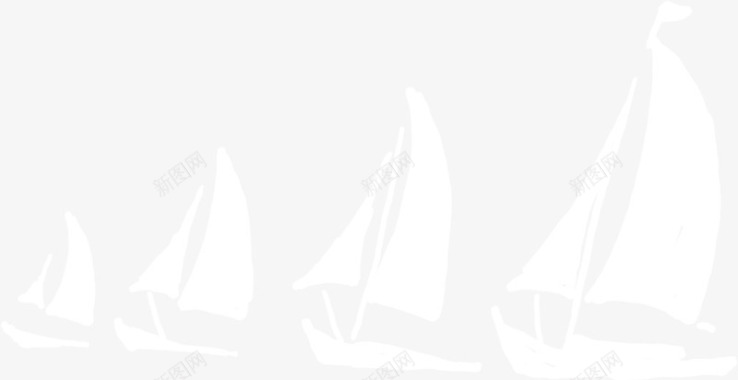 手绘白色海上帆船图标图标