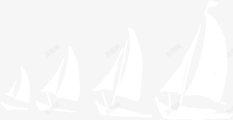 手绘白色海上帆船图标png_新图网 https://ixintu.com 图标 帆船 海上 白色