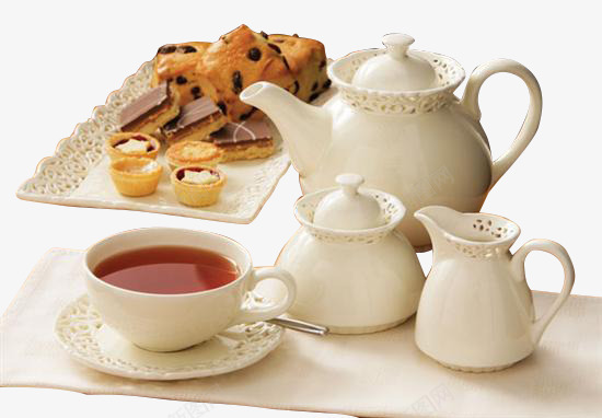 休闲下午茶png免抠素材_新图网 https://ixintu.com 糕点 红茶 茶具 蛋挞 蛋糕