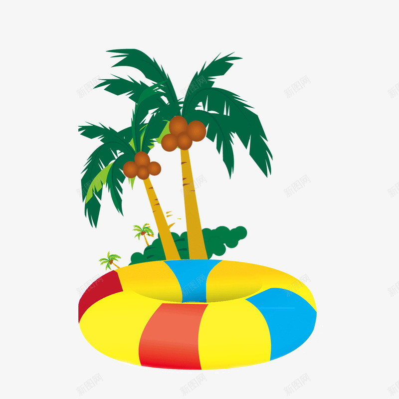 卡通夏日清凉海滩png免抠素材_新图网 https://ixintu.com 卡通 夏日清凉 海滩 海边 风景树