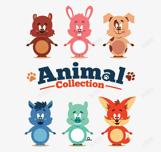 卡通动物psd免抠素材_新图网 https://ixintu.com png图片素材 免费png素材 卡通动物 卡通素材英文 各种动物 小兔子 小熊 脚印
