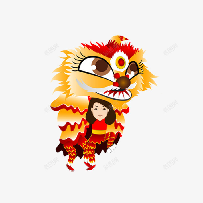 舞狮舞龙png免抠素材_新图网 https://ixintu.com 中国风 元宵 元旦 卡通人物 春节 舞狮舞龙