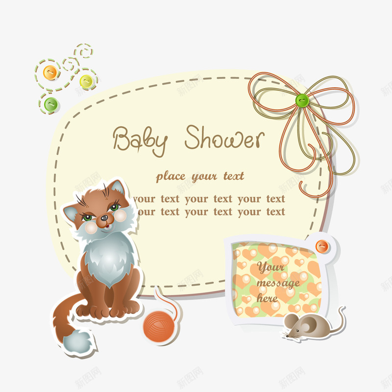 婴儿卡通猫咪标签png免抠素材_新图网 https://ixintu.com 可爱卡通标签 婴儿卡片 猫咪标签 猫咪矢量