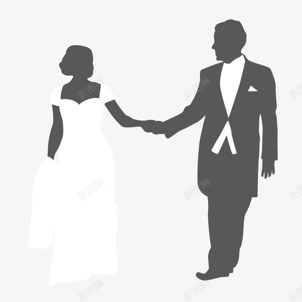 新人牵手跳舞png免抠素材_新图网 https://ixintu.com 婚礼 婚礼素材 牵手跳舞 矢量人物 结婚礼服