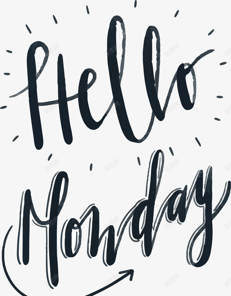 手写英文你好周一png免抠素材_新图网 https://ixintu.com helloMonday 你好周一 手写体 手写英文 矢量png 英文艺术字