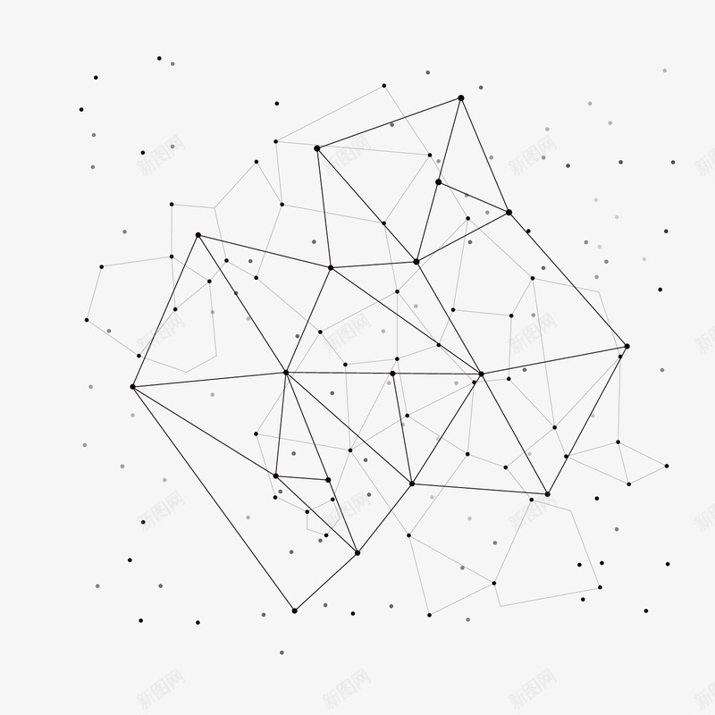 黑色网状线png免抠素材_新图网 https://ixintu.com 交错 创意 商务 点状 科技 线 编制 网络 重叠 黑色
