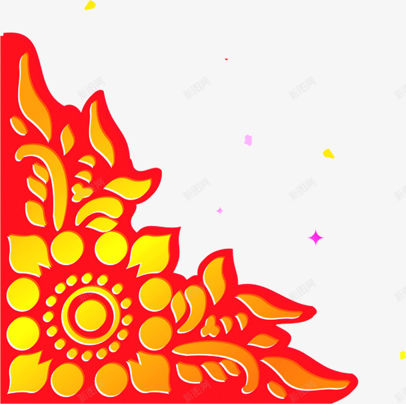 元旦红色喜庆花纹装饰png免抠素材_新图网 https://ixintu.com 元旦 喜庆 红色 花纹 装饰