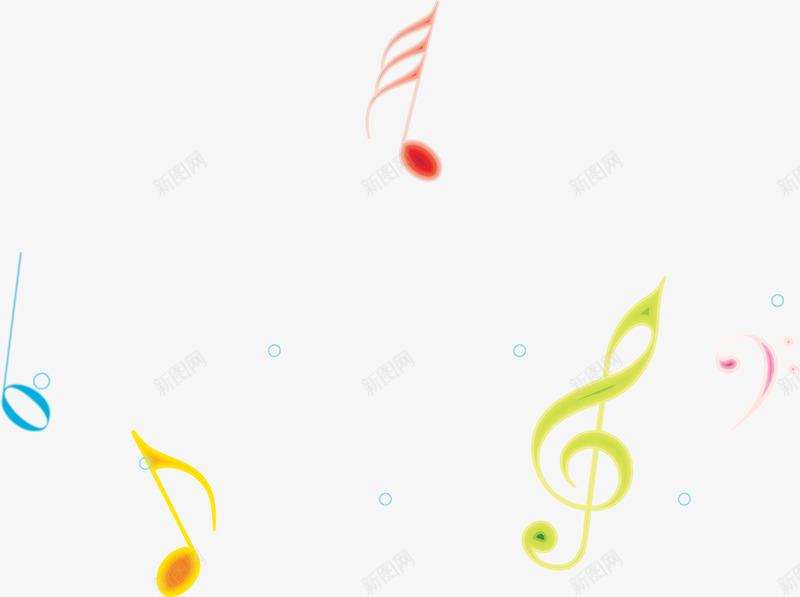 多彩清新音符png免抠素材_新图网 https://ixintu.com 图案 多彩 浪漫 清新 漂浮 符号 音乐 音符